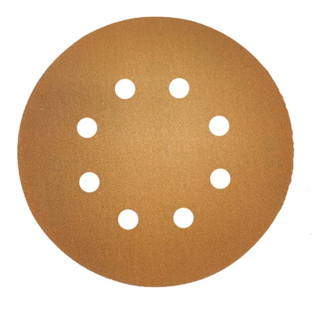 Würth 5" 8-Hole Hook and Loop Aluminum Oxide C-Weight Paper Gold Sanding Discs