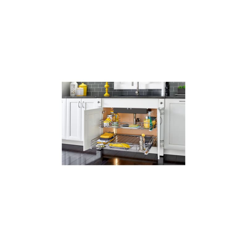 Rev-A-Shelf 5786 Series Chrome Pullout Shelf, 32-1/2"W x 21-29/32"L x 5-1/2"H, Door Mount - 5786-33CR