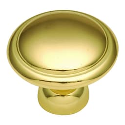 Belwith Keeler Conquest Series Polished Brass 1-3/8" (35 mm) Diameter Knob, - P14848-3