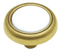 Belwith Keeler Tranquility Series Lancaster Hand Polished and White 1-1/8" (29 mm) Diameter Knob, - P709-W