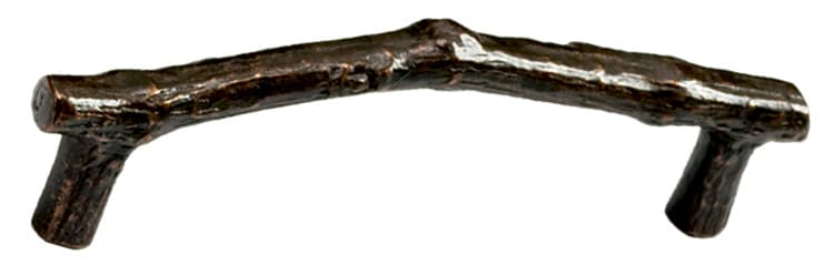 Cast Bronze Mountain, Cast Bronze Twig Pulls 6" c/c, Antique Bronze Finish
