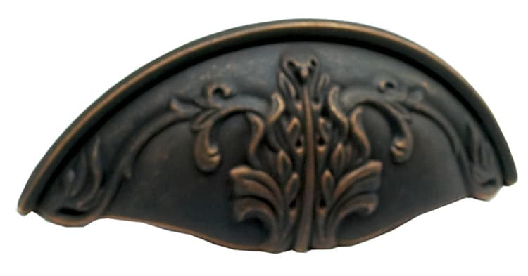 Corinthian Series, Solid Brass Cup Pulls 3" c/c, Ancient Bronze Finish
