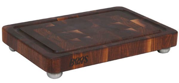 John Boos Walnut Cutting Board with Stainless Steel Bun Feet