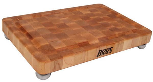 John Boos Maple Cutting Board with Stainless Steel Bun Feet