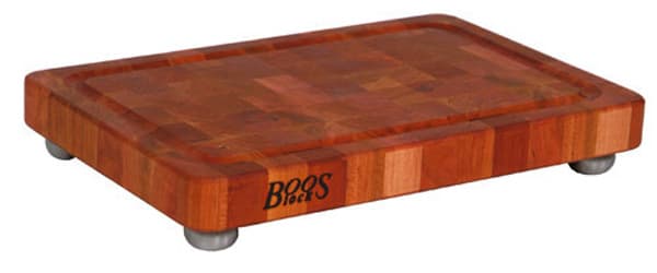 John Boos Cherry Cutting Board with Stainless Steel Bun Feet