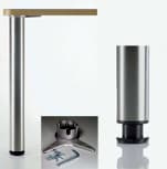 Steel Table Legs, 1-1/8" Adjustment 3" Diameter, Counter Table Height 27-3/4", Brushed Steel - Set of 4
