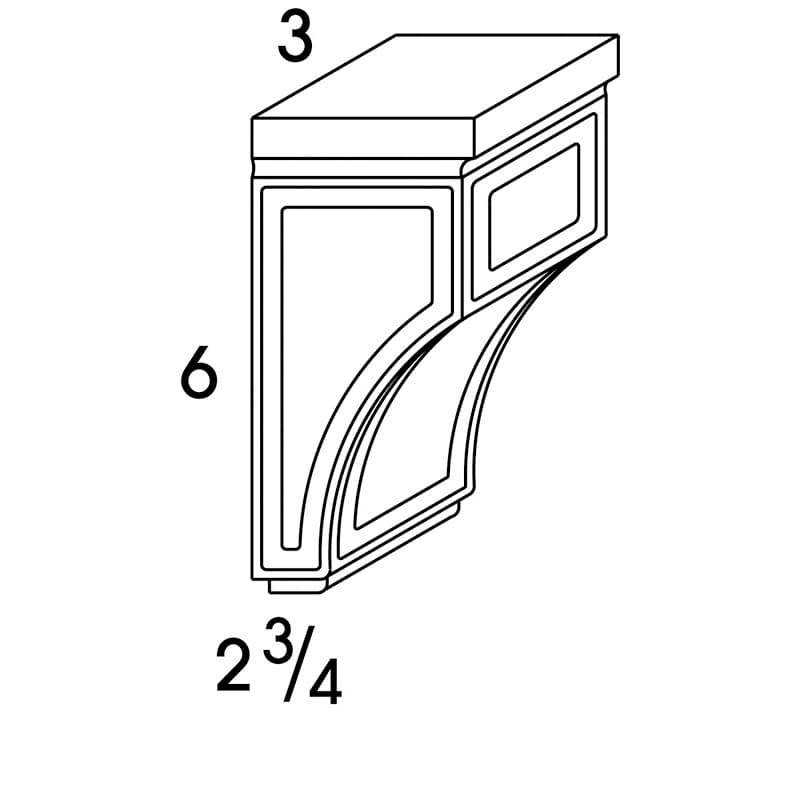 Classic Series Corbel Saginaw Door Style, 3"W x 2-3/4"D x 6"H