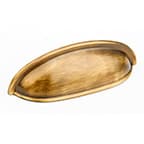 Schaub Cup/Bin Handle Centers 3", Antique Brass, 731-AB Traditional, Solid Brass Pulls