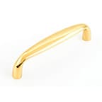 Schaub Plain Handle Centers 4", Polished Brass, 732-03 Traditional, Solid Brass Pulls