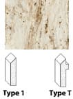 Kuehn Bevel Edge Moldings, Type 1 3546 River Gold, Etchings 12' x 1-9/16" x 5/16"