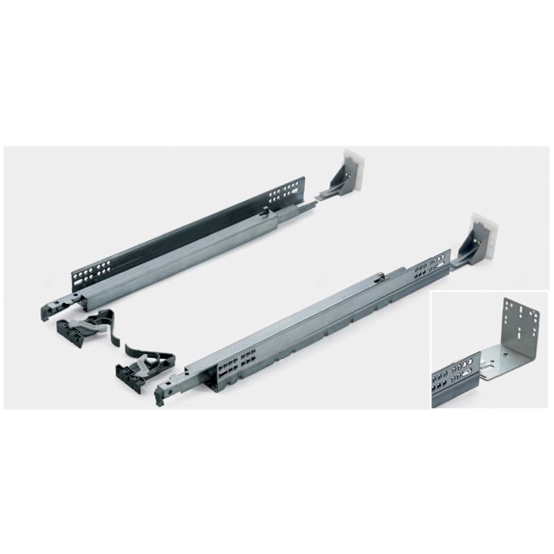 Salice Futura 21" Push-to-Open Full Extension 100 lb Undermount Drawer Slide, Zinc, A7557/533 CP6