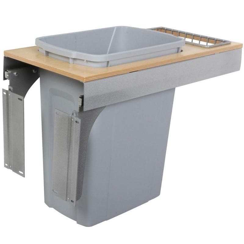 Knape and Vogt TSC 14-1/2" Birch 1-50 Quart Top-Mount Waste Pullout with Platinum Bin and Soft-Close Slides, TSC15-1-50PT
