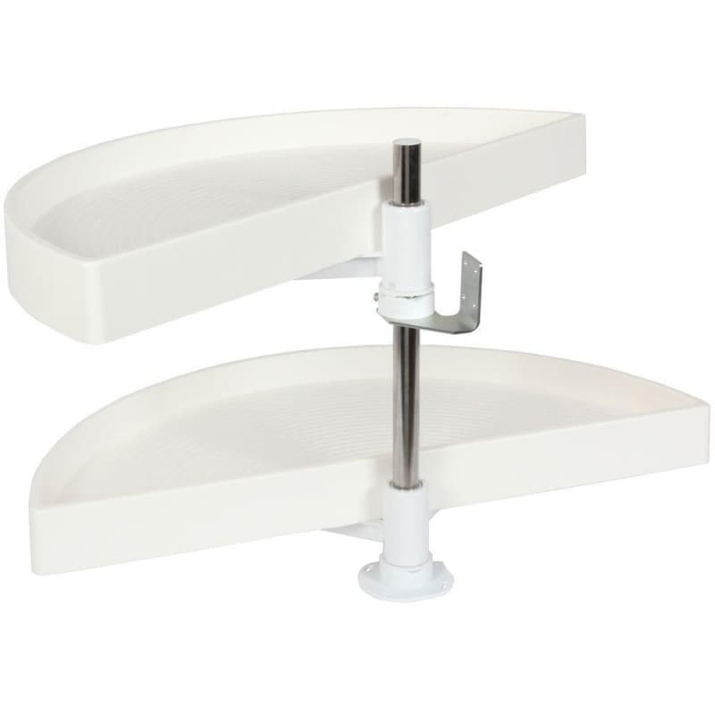 Knape and Vogt PHM 27-7/8"-33-7/8" H White Half Moon Lazy Susan, Pivot and slide 2 Shelves - PHM34PP-W