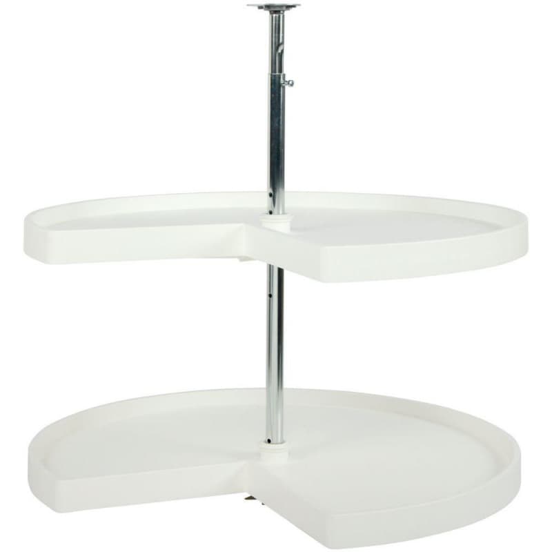 Knape and Vogt PKN Series 28"D x 25-1/2"-31-1/2"H White Kidney Lazy Susan, Independently Rotating 2 Shelves - PKN28ST-W