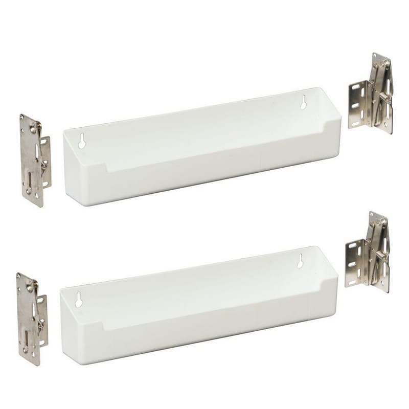 Knape and Vogt PSF Series White 11"L x 1-5/8"D x 3"H x Sink Tip Out Tray, No Tab Stop - PSF11-PF-SH-2-W