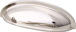 Traditional Series, Solid Brass Cup Pulls 3" c/c, 4-5/8 x 1-1/2", Polished Chrome Finish