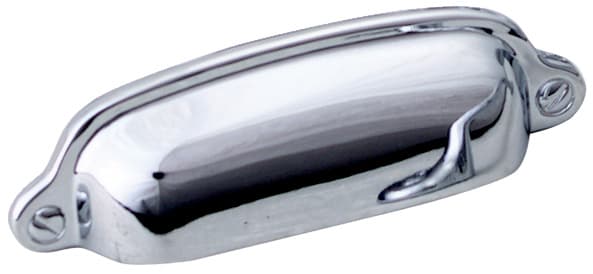 Traditional Series, Solid Brass Cup Pulls 3" c/c, Polished Chrome Finish