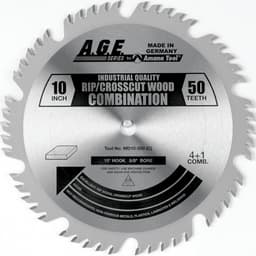 Amana A.G.E. 10" Diameter with 5/8" Arbor 50 Tooth ATB Ripping / Crosscut Saw Blade, MD10-500