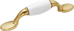 Belwith Keeler Tranquility Series 3" (76 mm) Center to Center White/Bright Brass Pull, - P796-W