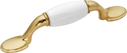 Hickory Hardware Tranquility Pull 3" (76 mm) Center to Center, White/Bright Brass, P796-W