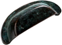 Cast Bronze Mountain Series, Solid Bronze Cup Pulls 3-1/2" c/c, Verdi Imperiale Finish