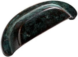 Cast Bronze Mountain, Solid Bronze Cup Pulls 3-1/2" c/c, Verdi Imperiale Finish