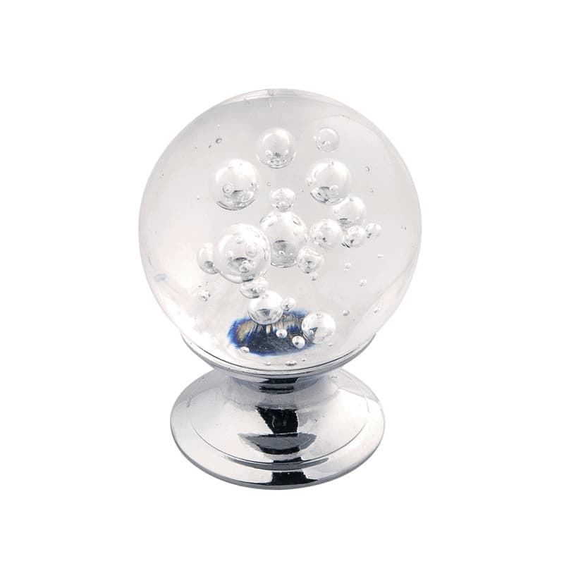 PRO LUXE Zen Series Glass/Chrome 1-1/4" (32 mm) Diameter Knob, - SZ48GLCH