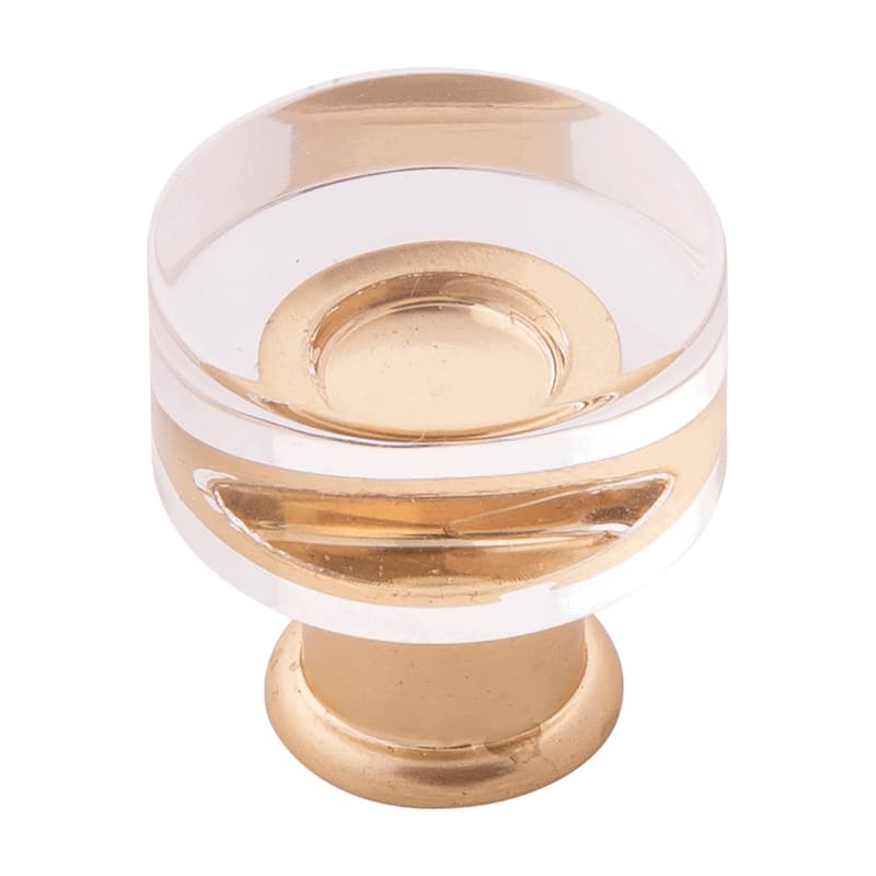 PRO LUXE Lucent 1" (25 mm) Center to Center Crysacrylic/Brushed Golden Brass Knob, SZ77CABGB