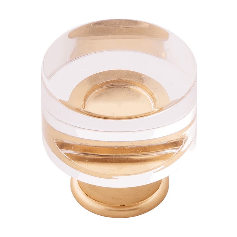 PRO LUXE Lucent Crysacrylic/Brushed Golden Brass 1-1/4" (32 mm) Diameter Knob, SZ78CABGB