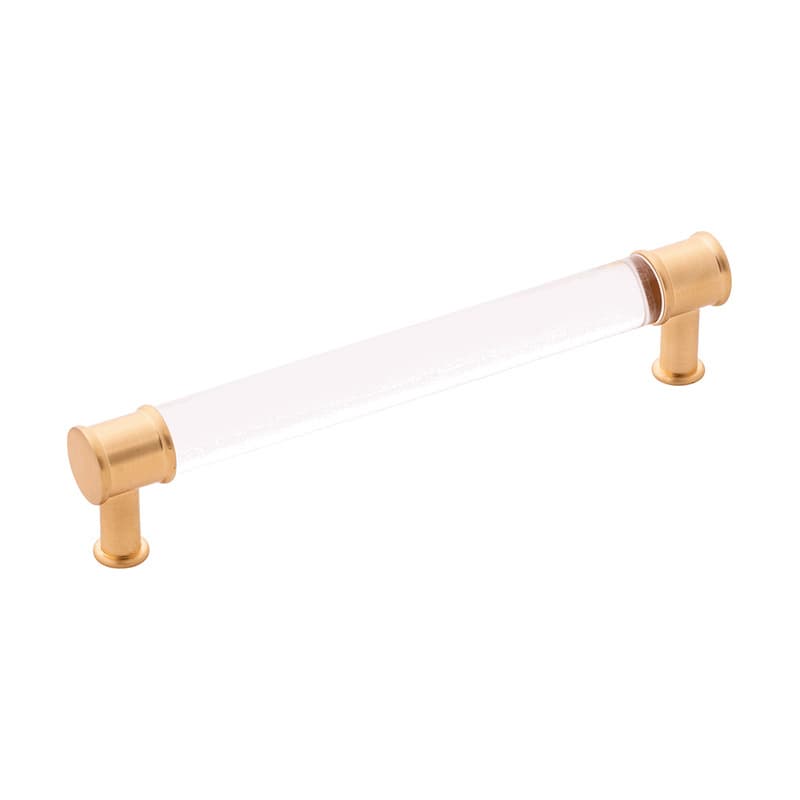 PRO LUXE Lucent 6-5/16" (160 mm) Center to Center Crysacrylic/Brushed Golden Brass Pull, SZ81CABGB