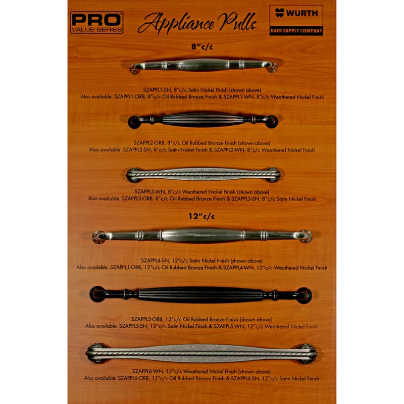 Pro Value Appliance Pulls Series Weathered Nickel 12" (305 mm) Center to Center Appliance Pull, -SZAPPL6-WN