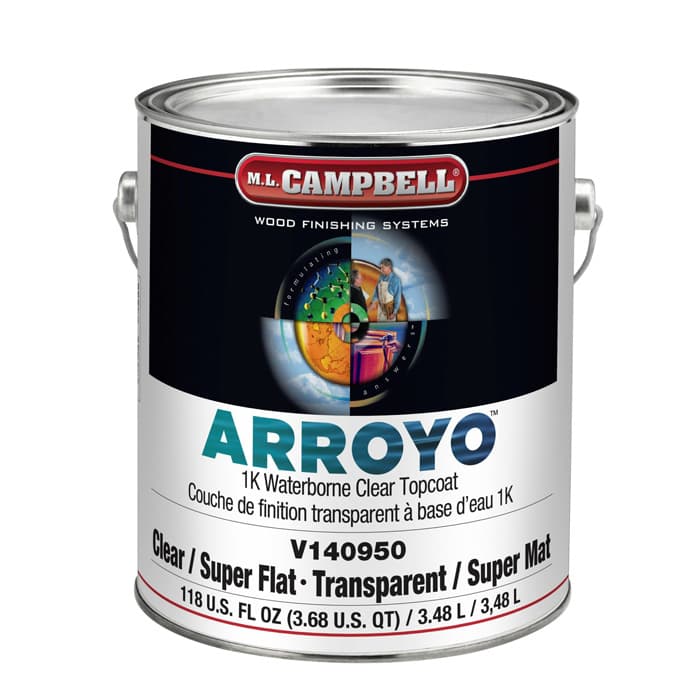 Arroyo 1K Waterbase Topcoat Clear Flat, 5 Gallon - Ml Campbell 00V140950-20
