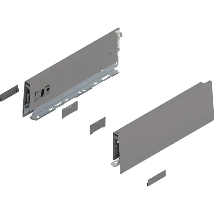 Blum MERIVOBOX 16" Drawer Side Profile Set, Indium Gray Matte, 470M4002S-GR