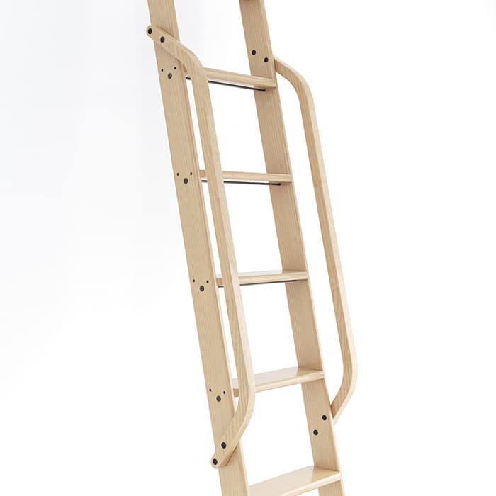 47" Wooden Handrail with Black Bolt, Clear Coat Finish, Hickory