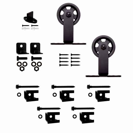 Barn Door Hardware Aluminum Accessory 3" Top Mount Hanger, Black