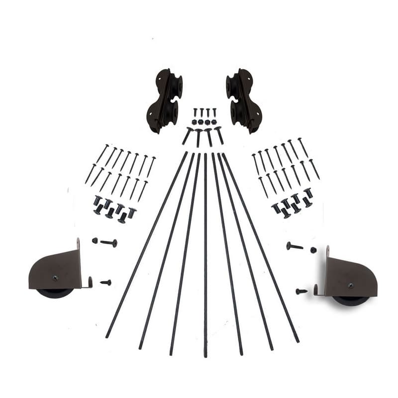 Quiet Glide 20" Rolling Library Ladder Hardware Kit with Contemporary Wheels, Oil Rubbed Bronze, QG.220-20.07