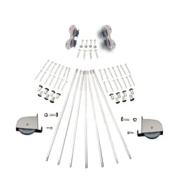 20" Wide Hardware Kit with Contemporary Wheels for Rolling Library Ladders, Satin Nickel, QG2202002