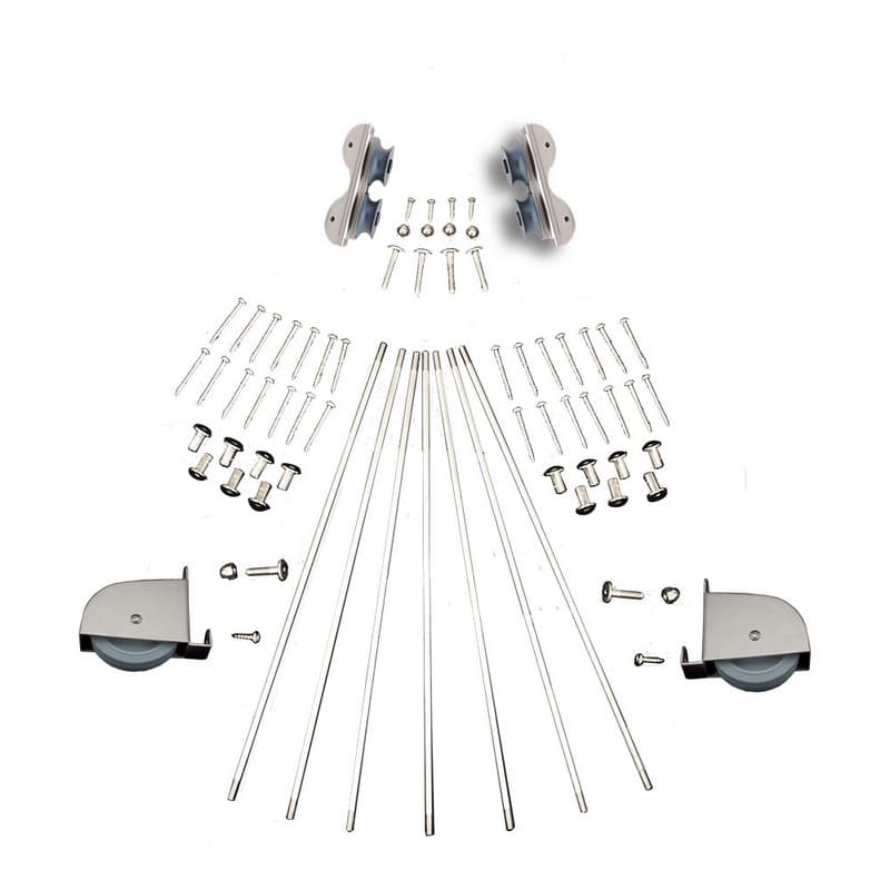 Quiet Glide 20" Rolling Library Ladder Hardware Kit with Contemporary Wheels, Satin Nickel, QG.220-20.02