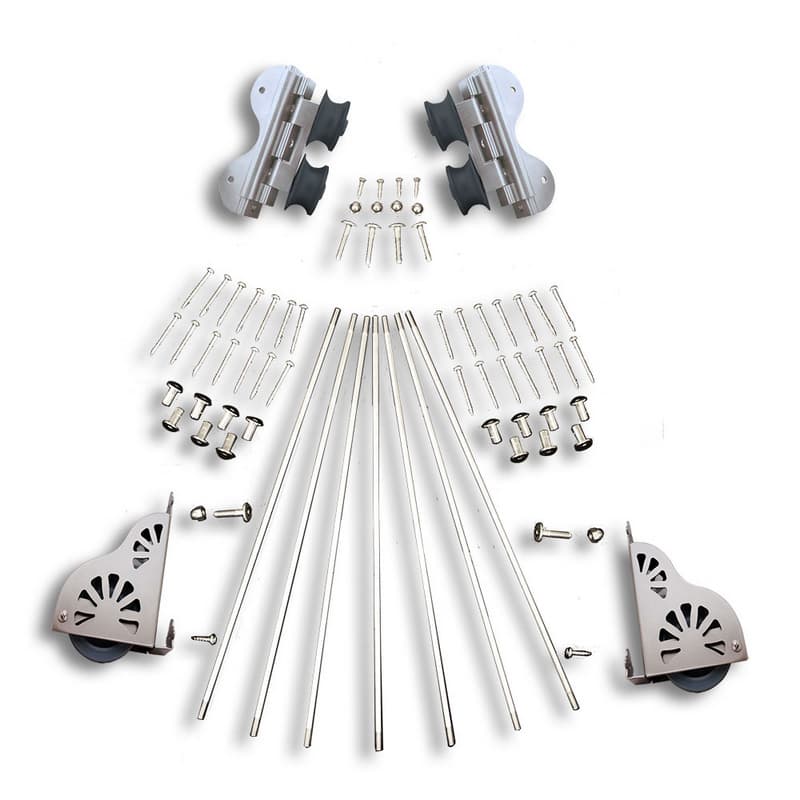 Quiet Glide 20" Rolling Library Ladder Swivel Hardware Kit with Brake, Satin Nickel, QQG.710-20.02