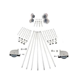 20" Wide Hardware Kit with Contemporary Wheels for Rolling Library Ladders, Hook Style, Satin Nickel, QG5202002