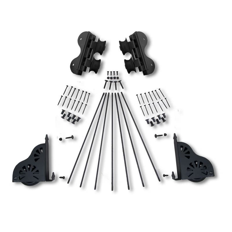 20" Hardware Swivel Kit with Brake for Rolling Library Ladders, Black, QG7102008