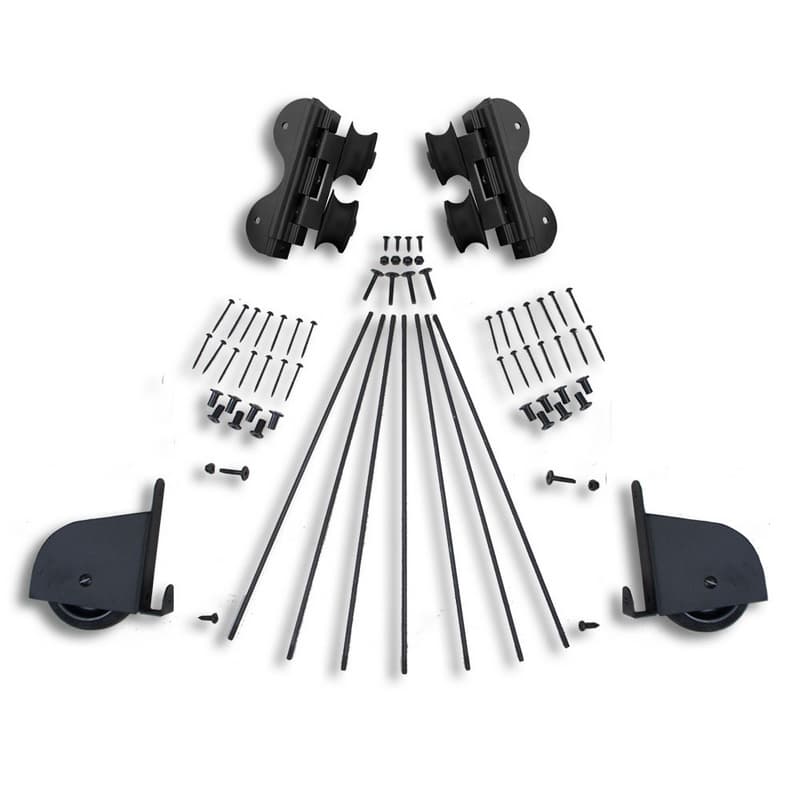 Quiet Glide 20" Rolling Library Ladder Hardware Swivel Kit with Contemporary Wheel, Black, QG7202008