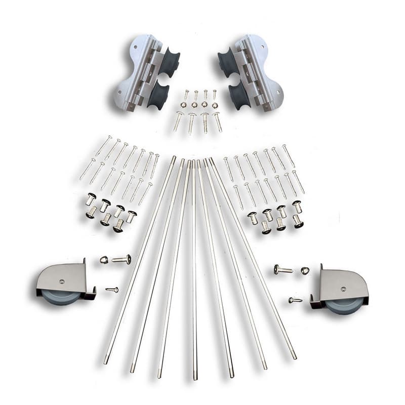 Quiet Glide 20" Rolling Library Ladder Hardware Swivel Kit with Contemporary Wheel, Satin Nickel, QG7202002