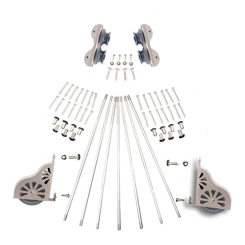 Quiet Glide 20" Wide Hardware Kit for Rolling Library Ladders, Satin Nickel, QG2002002