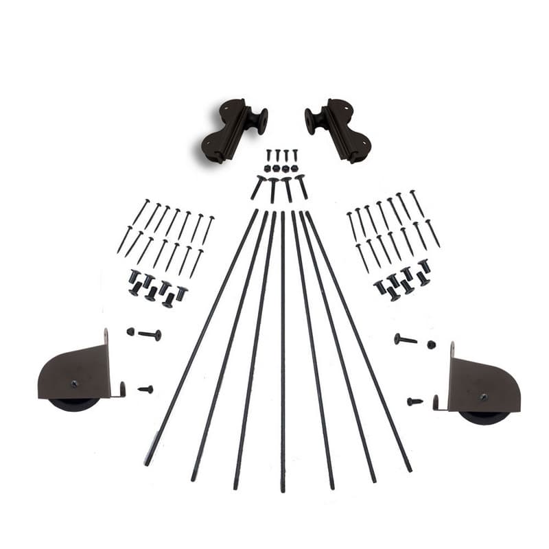 Quiet Glide 20" Rolling Hook Library Ladder Hardware Kit with Contemporary Wheels, Oil Rubbed Bronze, QG.520-20.07