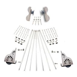 20" Wide Hardware Kit with Brake for Rolling Library Ladders, Hook Style, Satin Nickel, QG5102002
