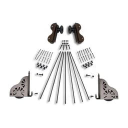 20" Wide Hardware Kit with Brake for Rolling Library Ladders, Hook Style, Hammered Antique Brass, QG5102003