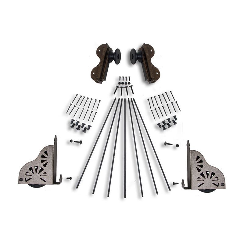 Quiet Glide 20" Rolling Hook Library Ladder Hardware Kit with Brake, Hammered Antique Brass, QG.510-20.03