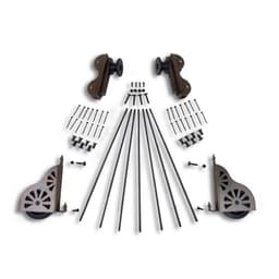 20" Wide Hardware Kit for Rolling Library Ladders, Hook Style, Hammered Antique Brass, QG5002003