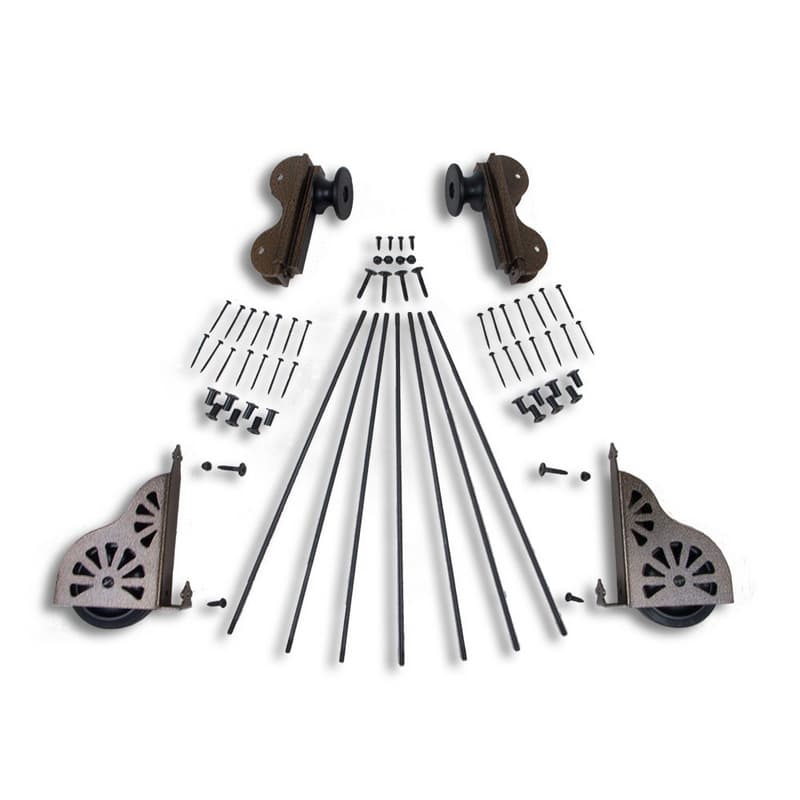 Quiet Glide 20" Rolling Hook Library Ladder Hardware Kit, Hammered Antique Brass, QG.500-20.03
